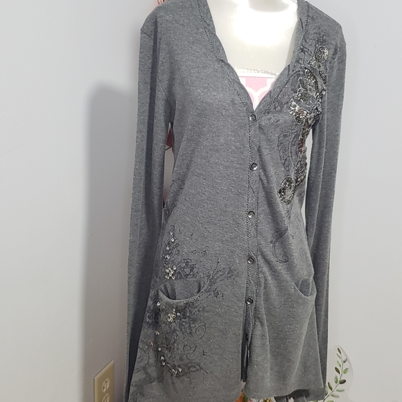 Women's Miss Me Gray Button Up Jacket Size S - Picture 2 of 7